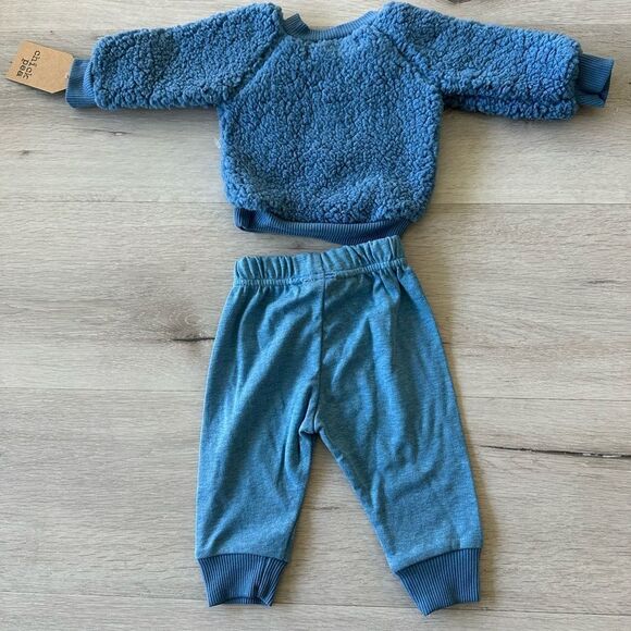 Chick Pea Bear Fleece Jogger Set Blue 0-3 Month NWT - Picture 4 of 4